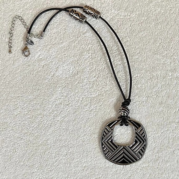 Black & Silver Tone “Vibe” Necklace, With Box - Picture 5 of 11